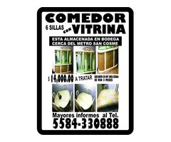 COMEDOR DE 6 SILLAS CON  VITRINA TRINCHADOR