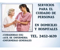 Cuidadores de adultos mayores a domicilio y en hospitales