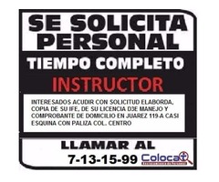 ESTAMOS CONTRATANDO INSTRUCTORES DE MANEJO