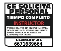 AUTOESCUELA CULIACAN ESTA CONTRATANDO INSTRUCTORES