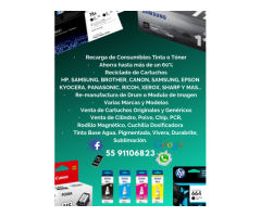 RECARGA DE CONSUMIBLES TINTA O TONER