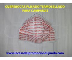 PARA CAMPAÑAS CUBREBOCAS PLISADOS TERMOSELLADOS CON TU LOGO EN FULL COLOR