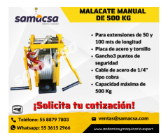 Malacate manual con 50 mts de cable