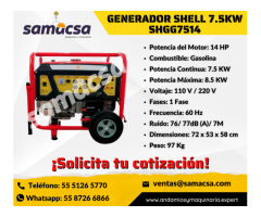 Generador Shell capacidad 7.5kw