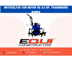MOTOCULTOR CON MOTOR DE 6.5 HP, TRANSMISIÓN BANDA