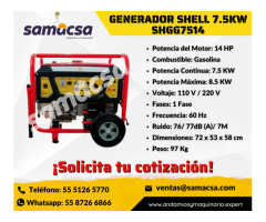 Generador Shell capacidad 7.5kw..