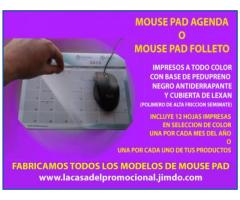 FOLLETOS Y AGENDAS CON LA FORMA DE MOUSE PAD