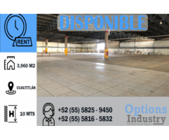 Arrendamiento de bodega industrial disponible en Cuautitlán