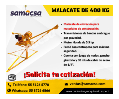 Malacate integral con capacidad de 400 y 500kg