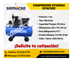 Compresor Hyundai gran desempeño en  uso en talleres y vulcanizadoras.