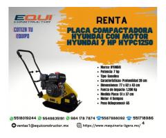 Renta de Placa Compactadora Hyundai con Motor Hyundai 7 HP HYPC1250.