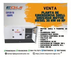 Venta de Planta de Emergencia Shell SHGS3560 Motor Diésel 35 KW 60 HP.