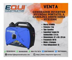 Venta de Generador Inverter Hyundai Portátil a Gasolina 1000W/60Hz - HYE1250I.