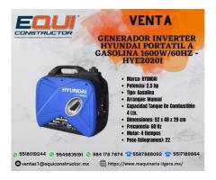 Venta de Generador Inverter Hyundai Portátil a Gasolina 1600W/60HZ - HYE2020I.
