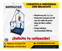 Canastilla para elevación de personal con malacate manual