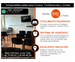 Renta para conferencias desde $99 pesos Col. Condesa