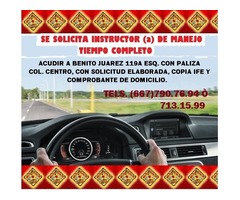 Se solicita Instructor de Manejo en AutoEscuela Culiacan