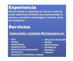 TESIS TESINAS PROYECTOS DE INVESTIGACIÓN CORRECCIONES ASESORÍA METODOLOGÍA TITULATE